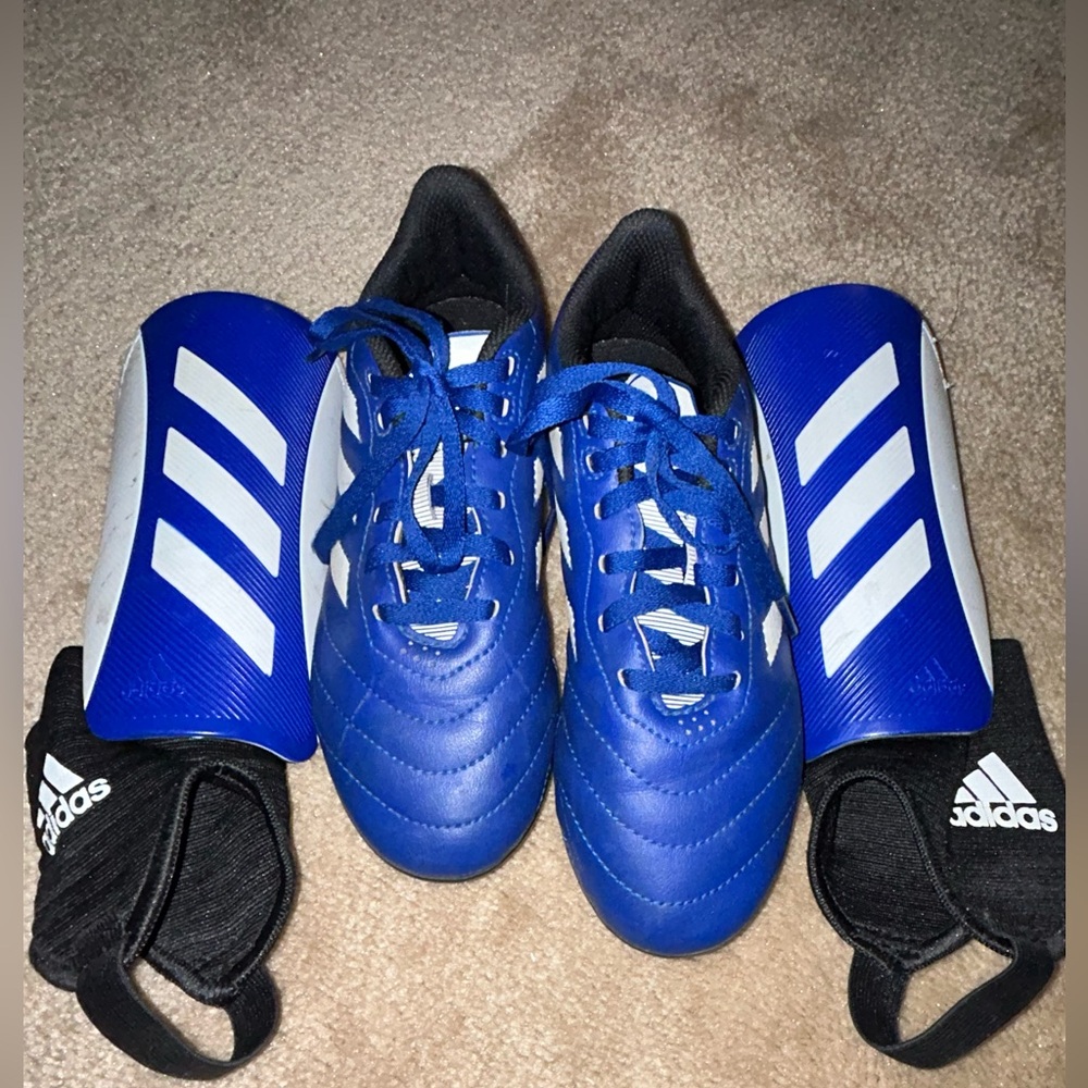 Soccer cleats and shin guards